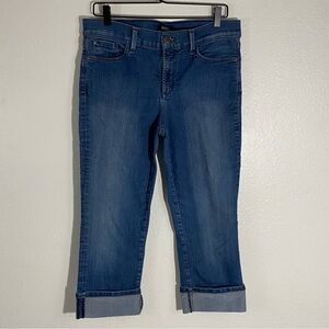 NYDJ Dayla Wide Cuff Capri Jeans Size 10 Lift Tuck Technology